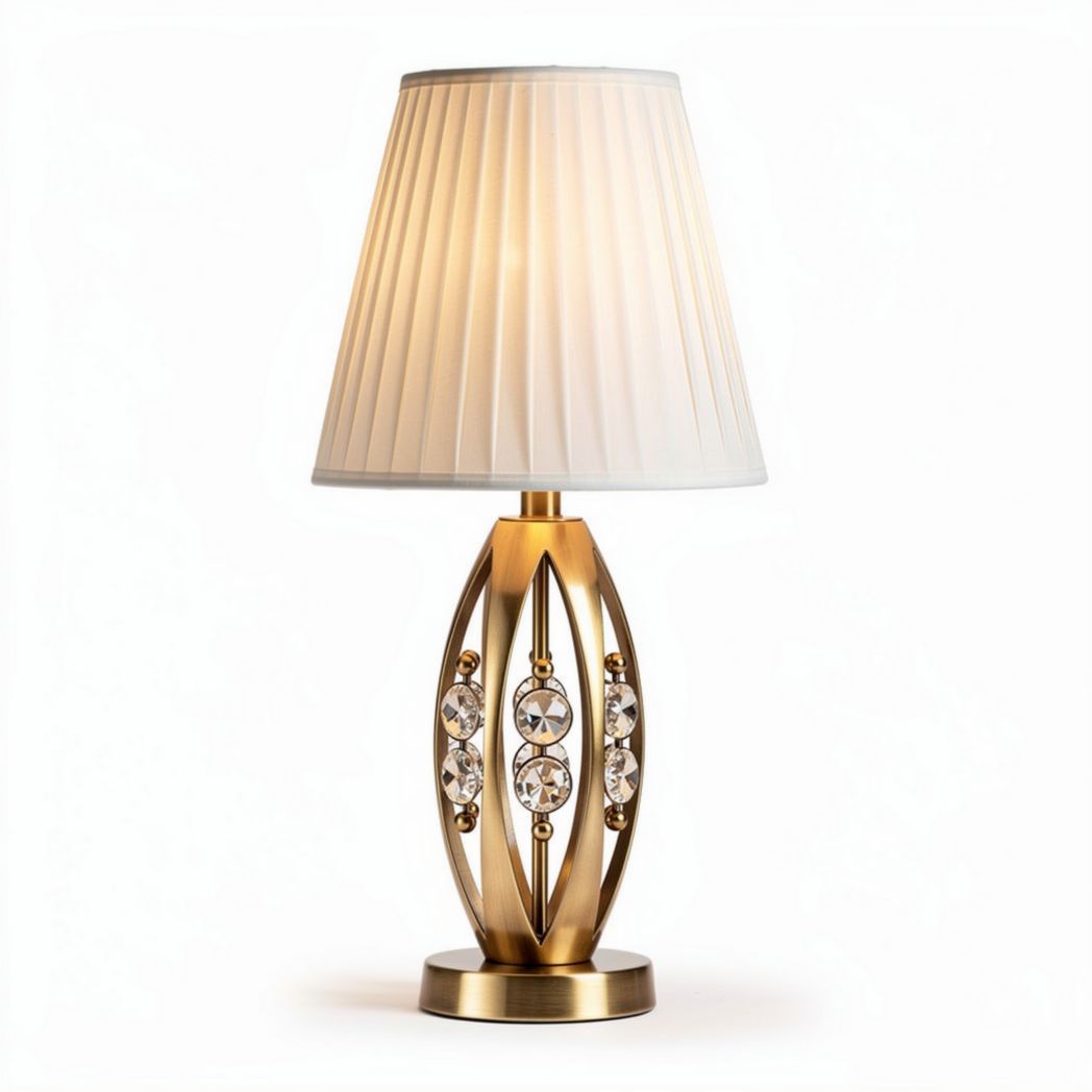 Luxe tafellamp met gouden basis en witte lampenkap van 30 x 15 x 50cm