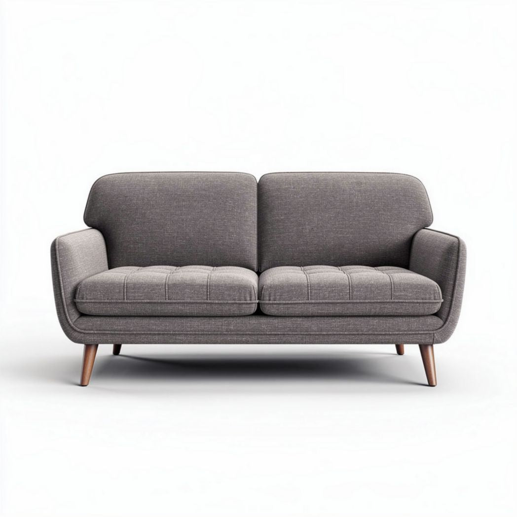 Tweekleurige grijze bank van stof met houten poten 180 x 80 x 75cm