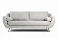 Grijs stoffen bank met kussens en metalen poten 200 x 90 x 85cm