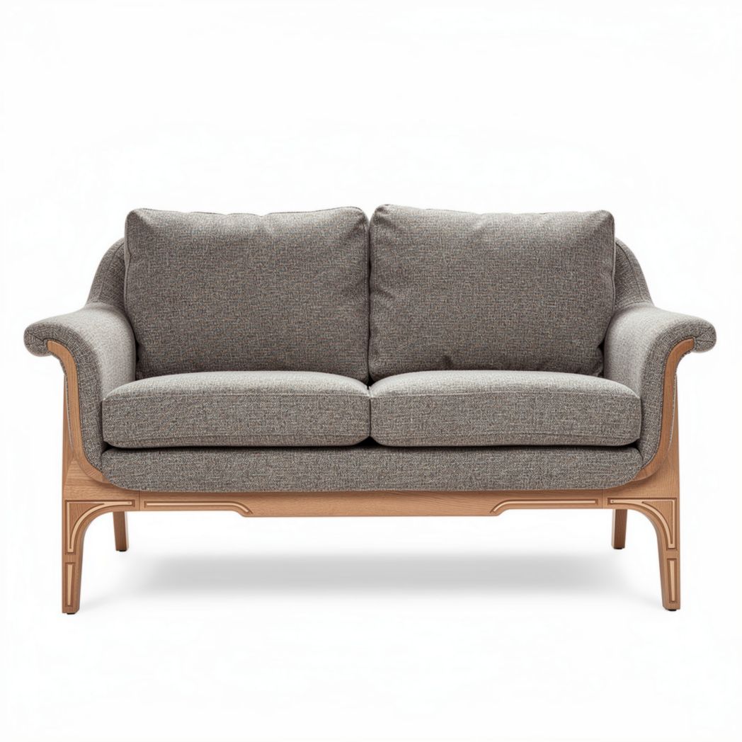 Tweed bank met houten frame grijs 150 x 80 x 75cm