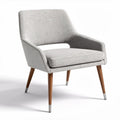 Grijze stoffen fauteuil met houten poten en afmetingen 70 x 70 x 80cm