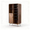 Houten kast met planken en deur 180 x 90 x 40cm bruin met metalen poten