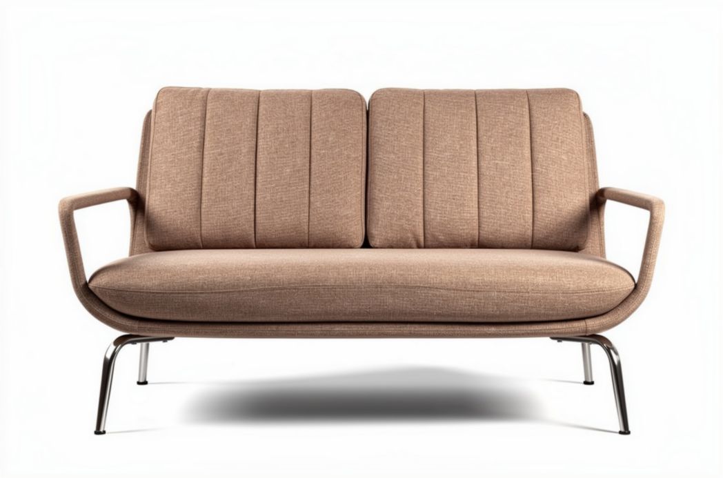Tweed banken met metalen poten 140 x 80 x 75cm in bruin