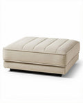Lichte beige hocker met gestikt ontwerp voor woonkamer 100 x 100 x 30cm