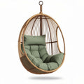 Schommelstoel van rotan met kussens lichtgroen 90 x 80 x 120cm